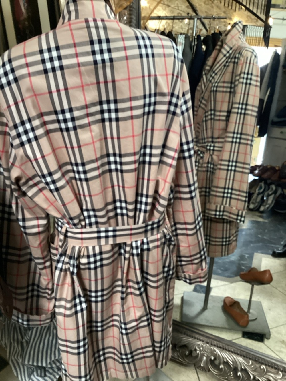 Plaid Cotton Robe in Beige - Classic Burberry  print 100 cotton - Picture 6 of 11